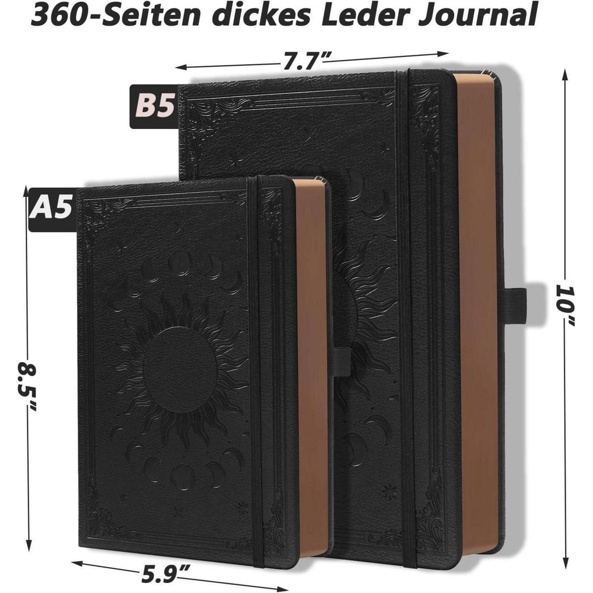 Liniertes Notizbuch A5 mit Stift – Tagebuch Hardcover in Lederoptik