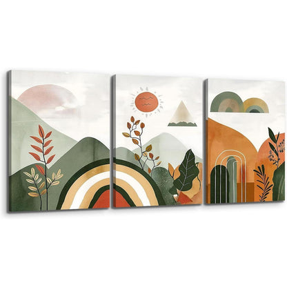 Leinwandbild Set Boho Natur Abstrakte Landschaft 58x40cm