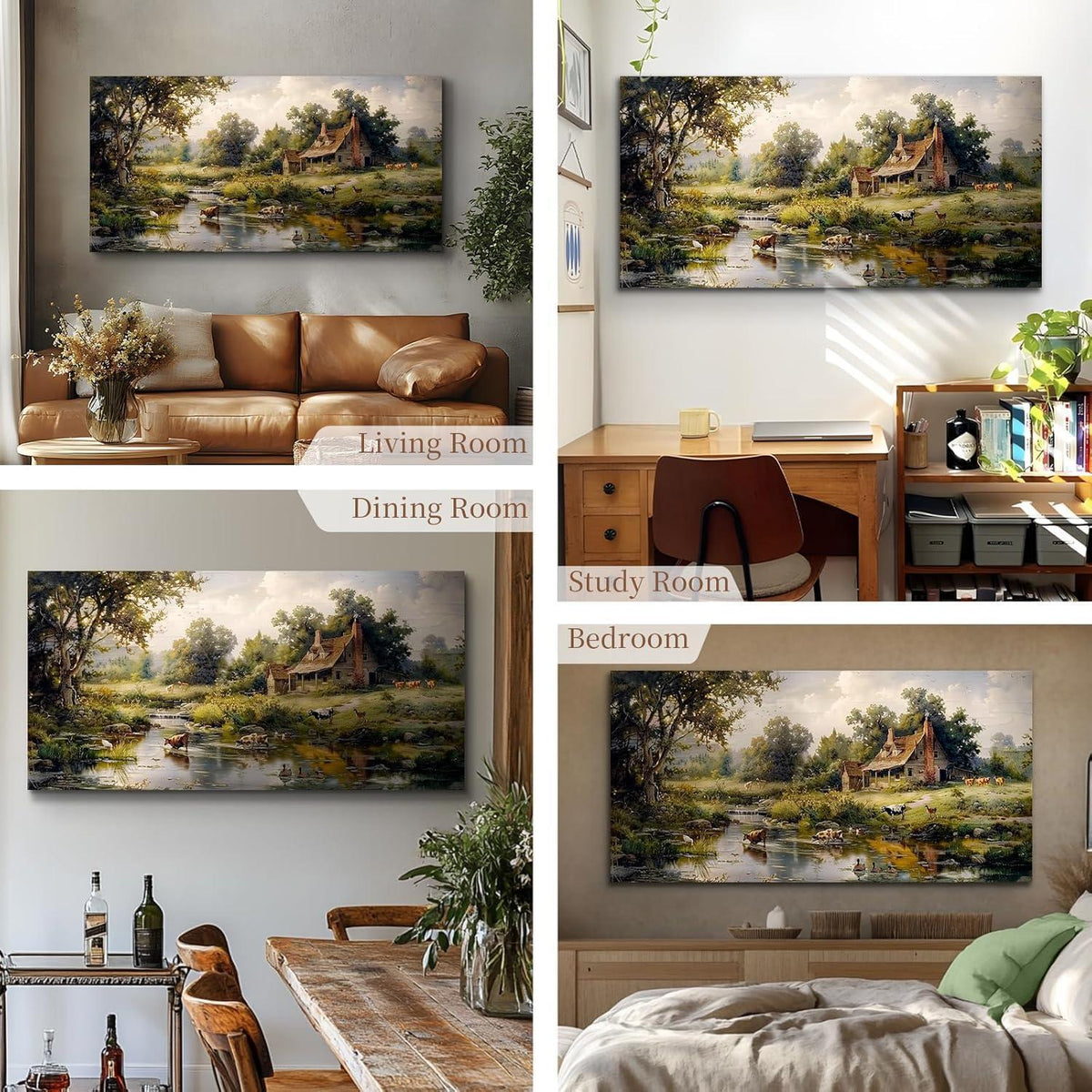 Leinwandbild Bauernhof am Flussufer 50x100 cm Wohnzimmer Deko