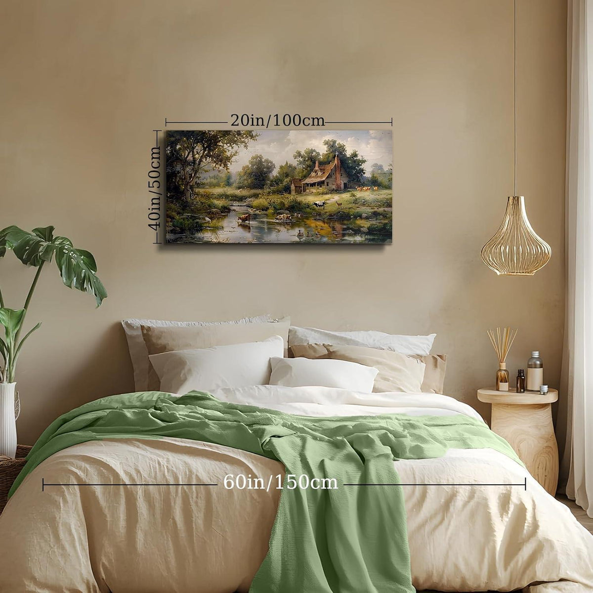 Leinwandbild Bauernhof am Flussufer 50x100 cm Wohnzimmer Deko