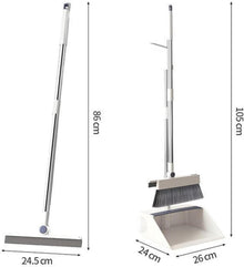Hochwertiges 4-in-1 Besen und Kehrschaufel Set Grau