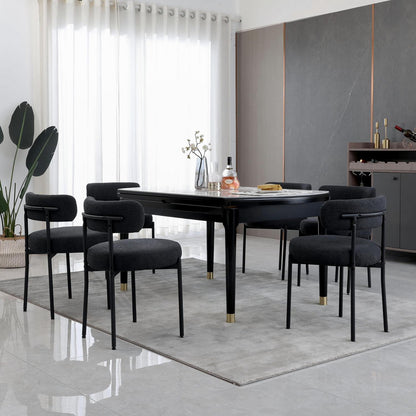 Esszimmerstühle 6er Set, Modern Retro Design, Schwarz
