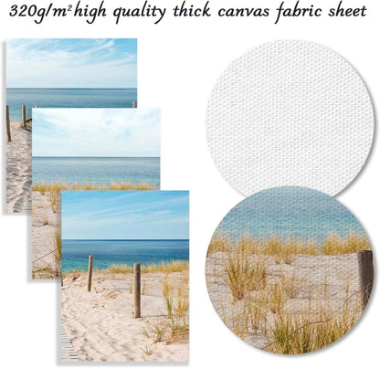 Strand Leinwand Bilder 3 Stück Blauer Himmel Meer Dekor 30x40 cm