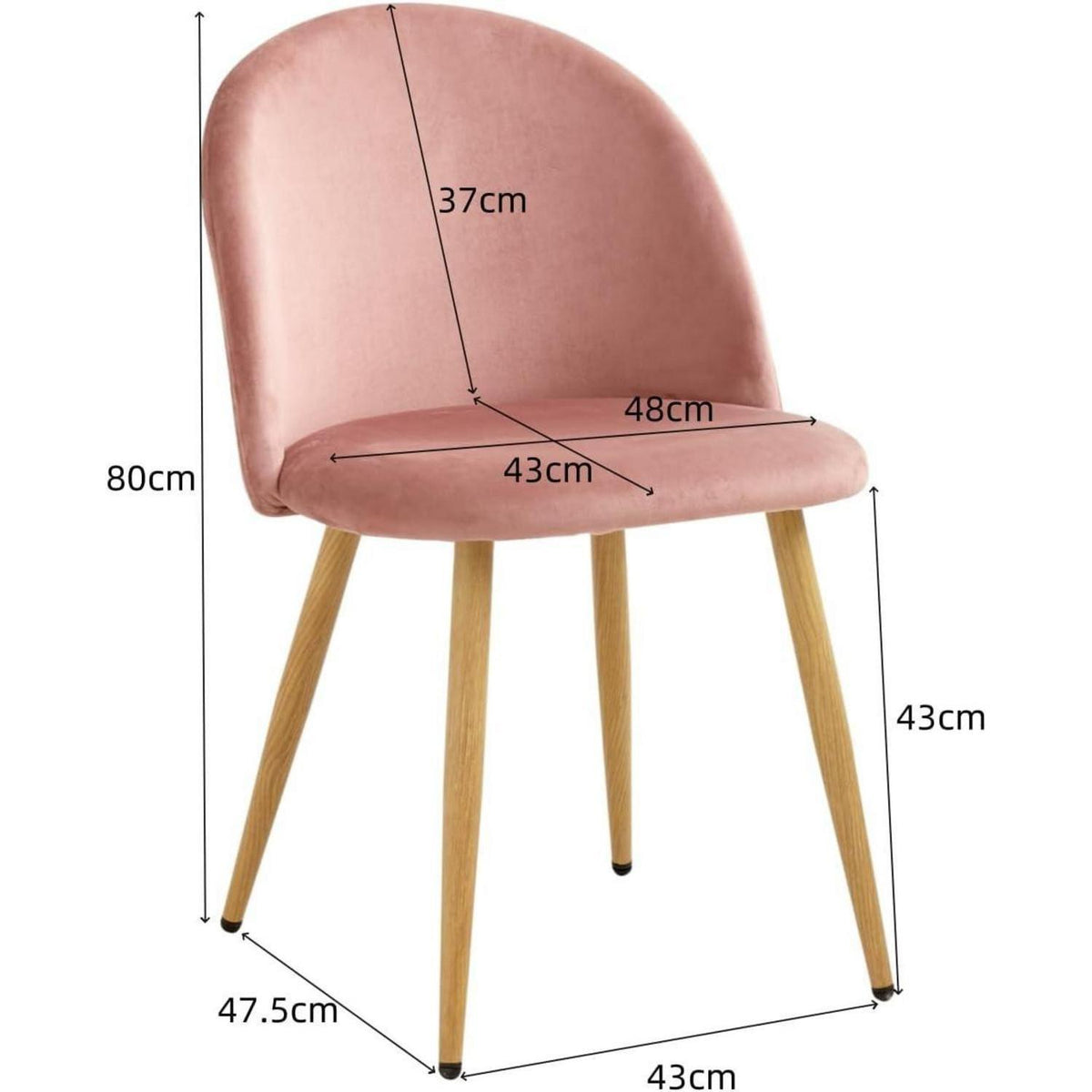 6 Esszimmerstühle Samt Rosa mit verstellbaren Schutzpolstern