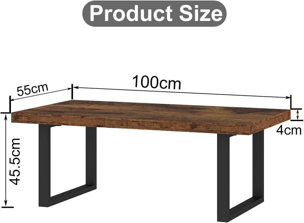 Couchtisch Holz 100x55x45 cm, Vintagebraun-schwarz