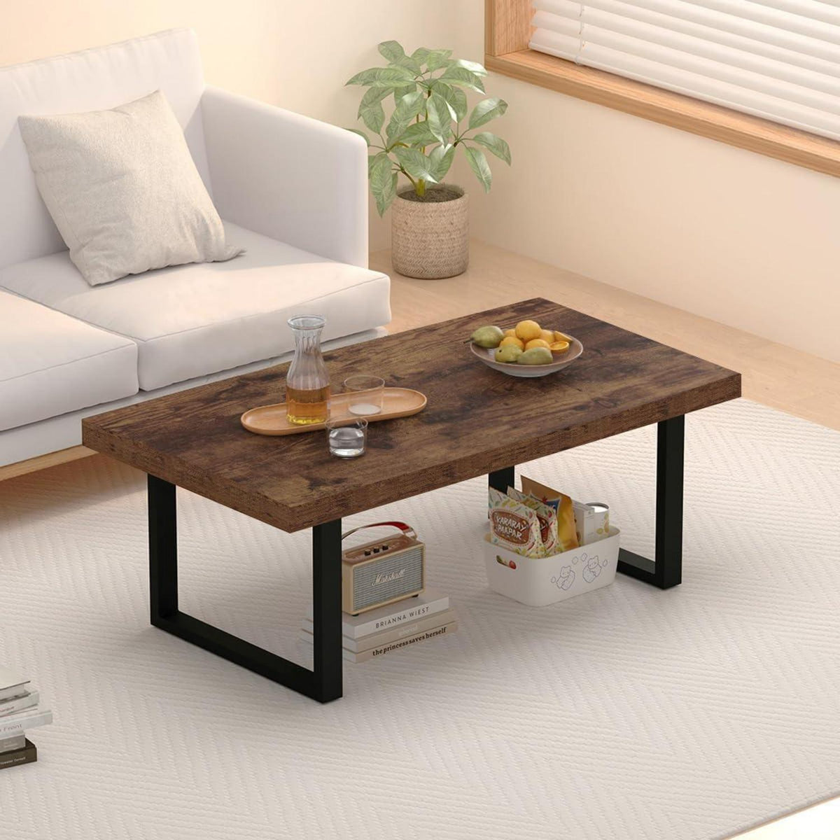 Mudmasa Couchtisch Holz Vintagebraun-schwarz 100x55x45.5cm