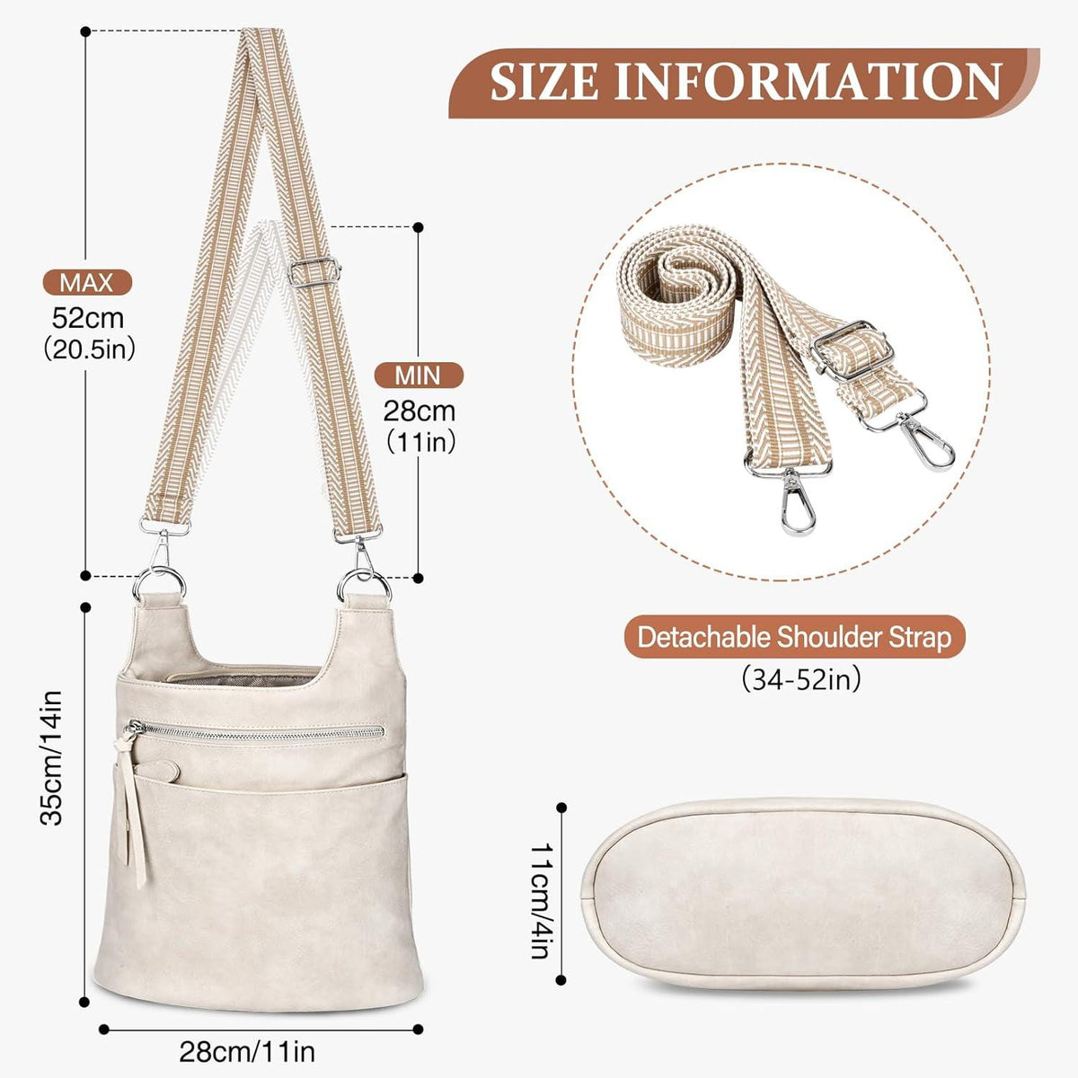 TEUEN Umhängetasche Damen Mittelgroß Stylisch PU Leder Groß Handtasche