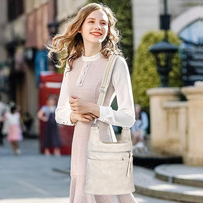 TEUEN Umhängetasche Damen PU Leder Mittelgroß Crossbody Bag mit Quasten-Reißverschluss