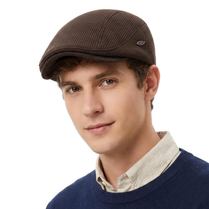 Herren Schiebermütze Verstellbar – Warme Winter Newsboy Cap Kaffee