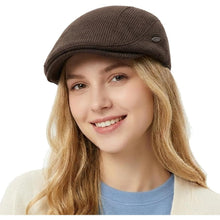 Herren Schiebermütze Verstellbar – Warme Winter Newsboy Cap Kaffee