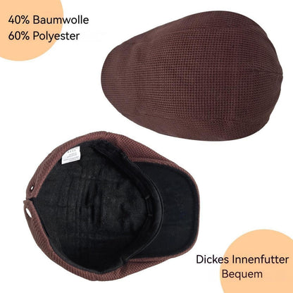 Herren Schiebermütze Verstellbar – Warme Winter Newsboy Cap Kaffee