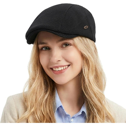 Herren Schiebermütze Winter Verstellbar – Warme Flat Cap Schwarz