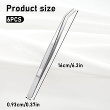 6er Set Edelstahl Pinzette - Gebogene Spitzen, für