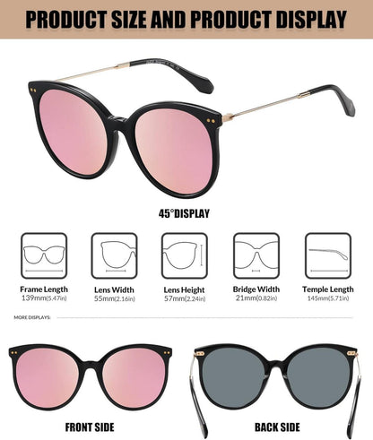 Polarisierte Vintage Runde Sonnenbrille UV400 Schutz Acetat Frame