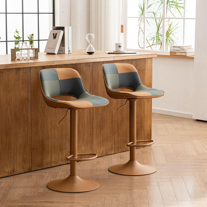 YOUNIKE Barhocker 2er Set, Boho Patchwork, Höhenverstellbar