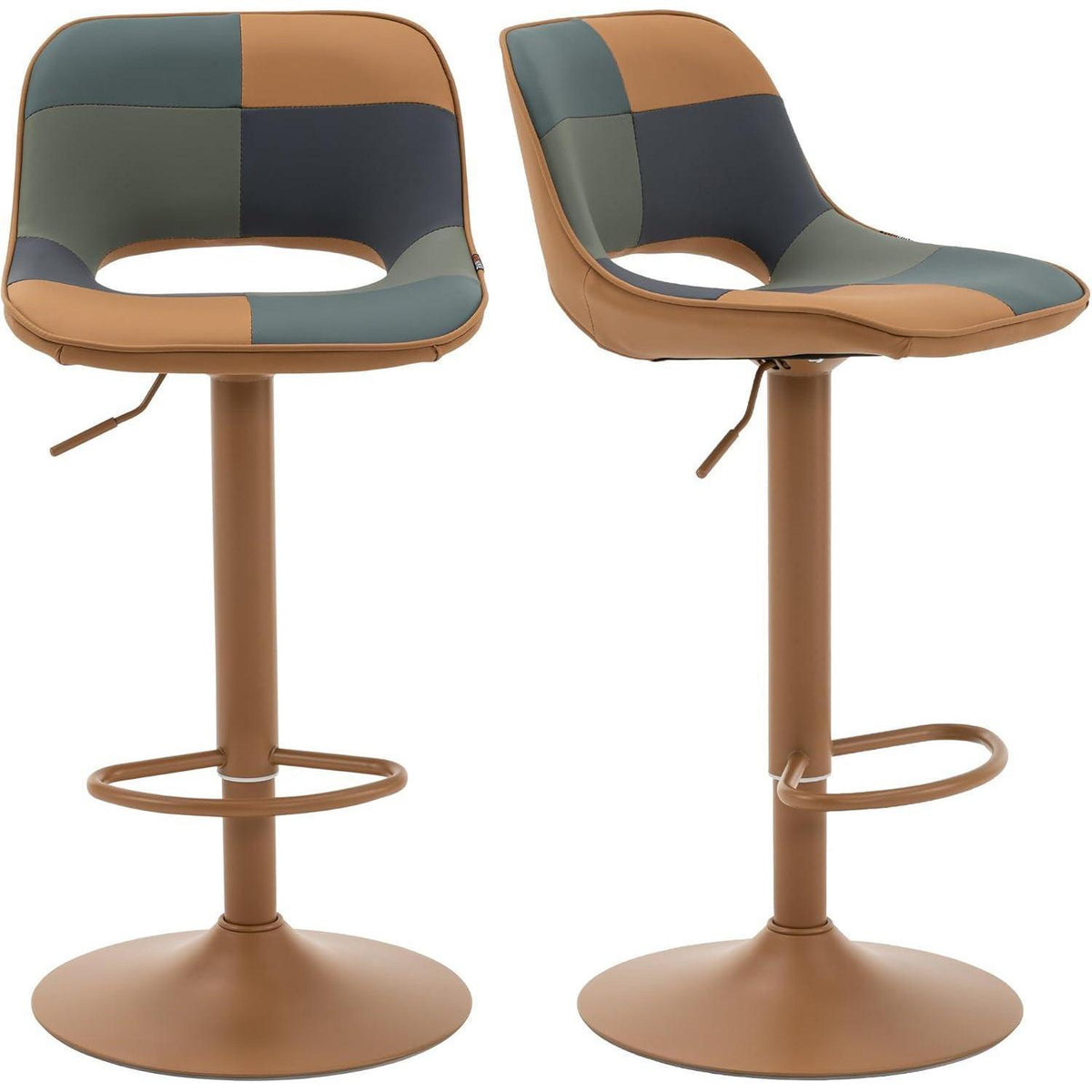 YOUNIKE Barhocker 2er Set, Boho Patchwork, Höhenverstellbar