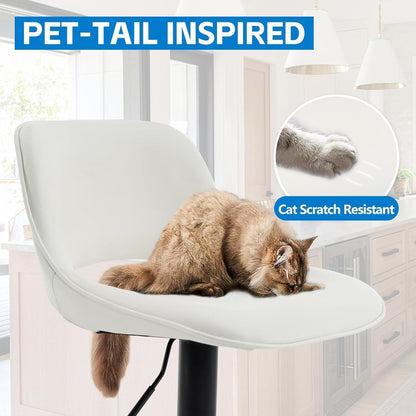 YOUNIKE Barhocker 2er Set, Höhenverstellbar & Drehbar, Weiß