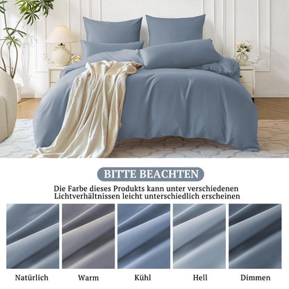 Satin Bettwäsche Set 220x240 Baumwolle AshleyBlau