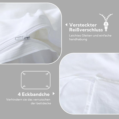 Satin Bettwäsche Set 135x200 Baumwolle Weiß 4tlg.