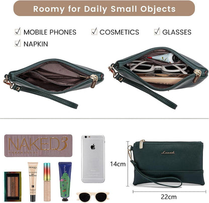 Laptop Handtasche Damen 15,6 Zoll PU Leder Umhängetasche Grün