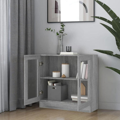 Grauer Bücherschrank mit Vitrine – 82,5 x 30,5 x 80 cm