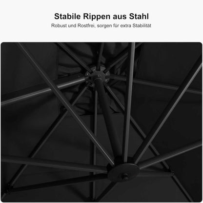 Rechteckiger Sonnenschirm 300x400 cm Aluminium Schwarz 360° Rotation UV-beständig