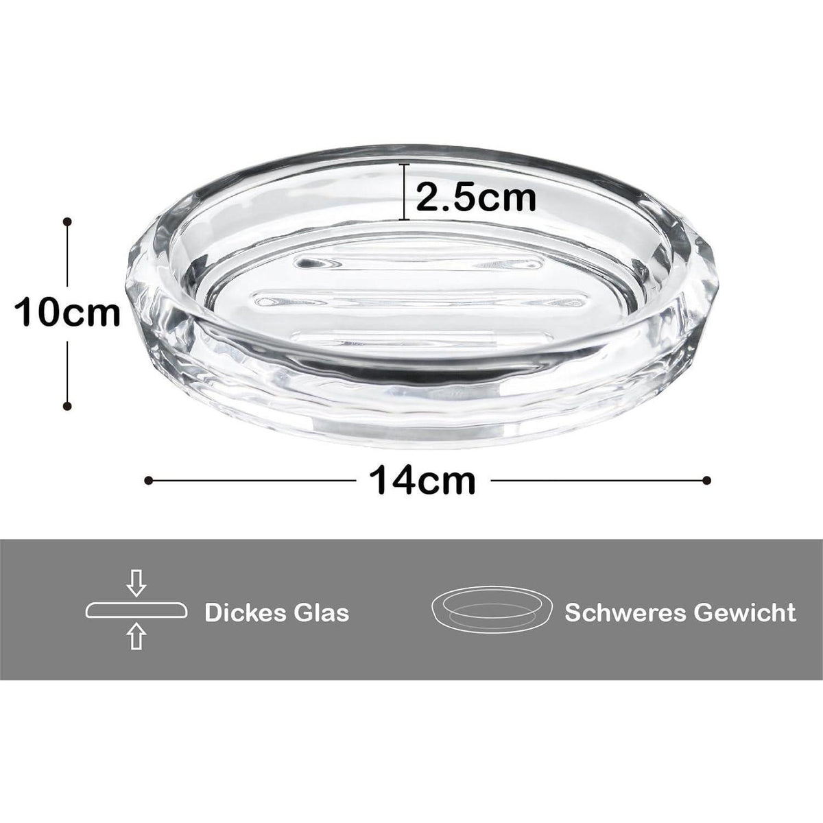 Glas Seifenschale mit Rillen – Moderner Seifenhalter für Waschbecken