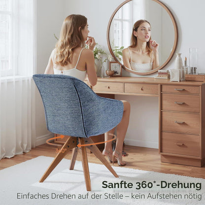 Drehstuhl Esszimmer Blau Leinen Polsterstuhl mit Armlehnen