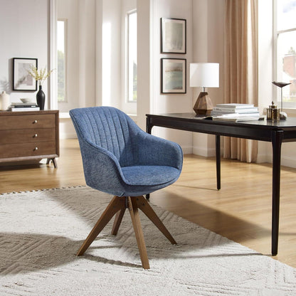 Drehstuhl Esszimmer Blau Leinen Polsterstuhl mit Armlehnen