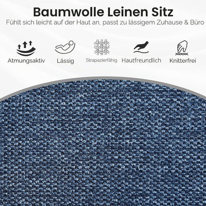 Drehstuhl Esszimmer Blau Leinen Polsterstuhl mit Armlehnen