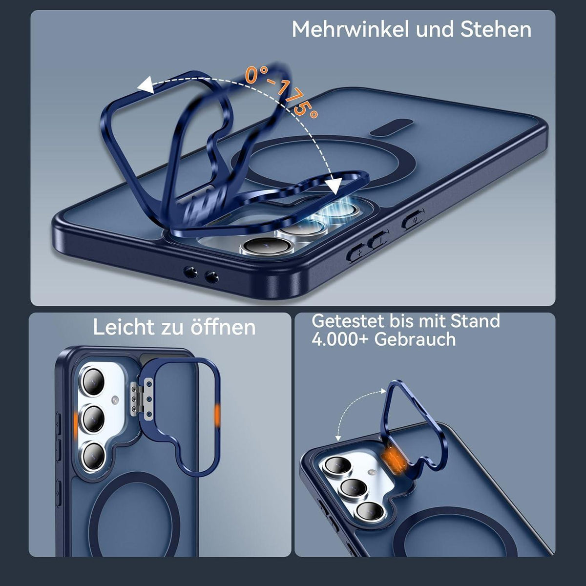 Samsung S24 FE Hülle mit MagSafe Ring Ständer & Displayschutzfolie (Blau)