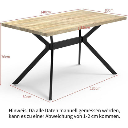 Esszimmergruppe Holz mit 4 Stühlen, 140x80 cm, Modern