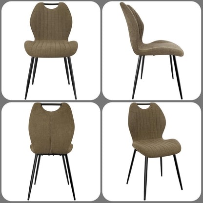 Esszimmerstühle 6er Set, Polsterstühle im skandinavischen Stil Khaki