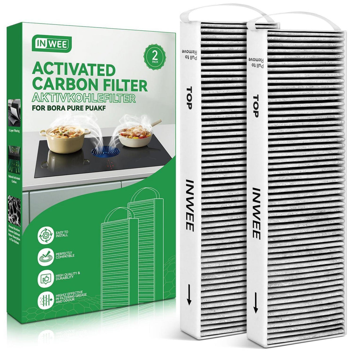 2x Aktivkohlefilter für Bora Pure Umluft Dunstabzugshaube