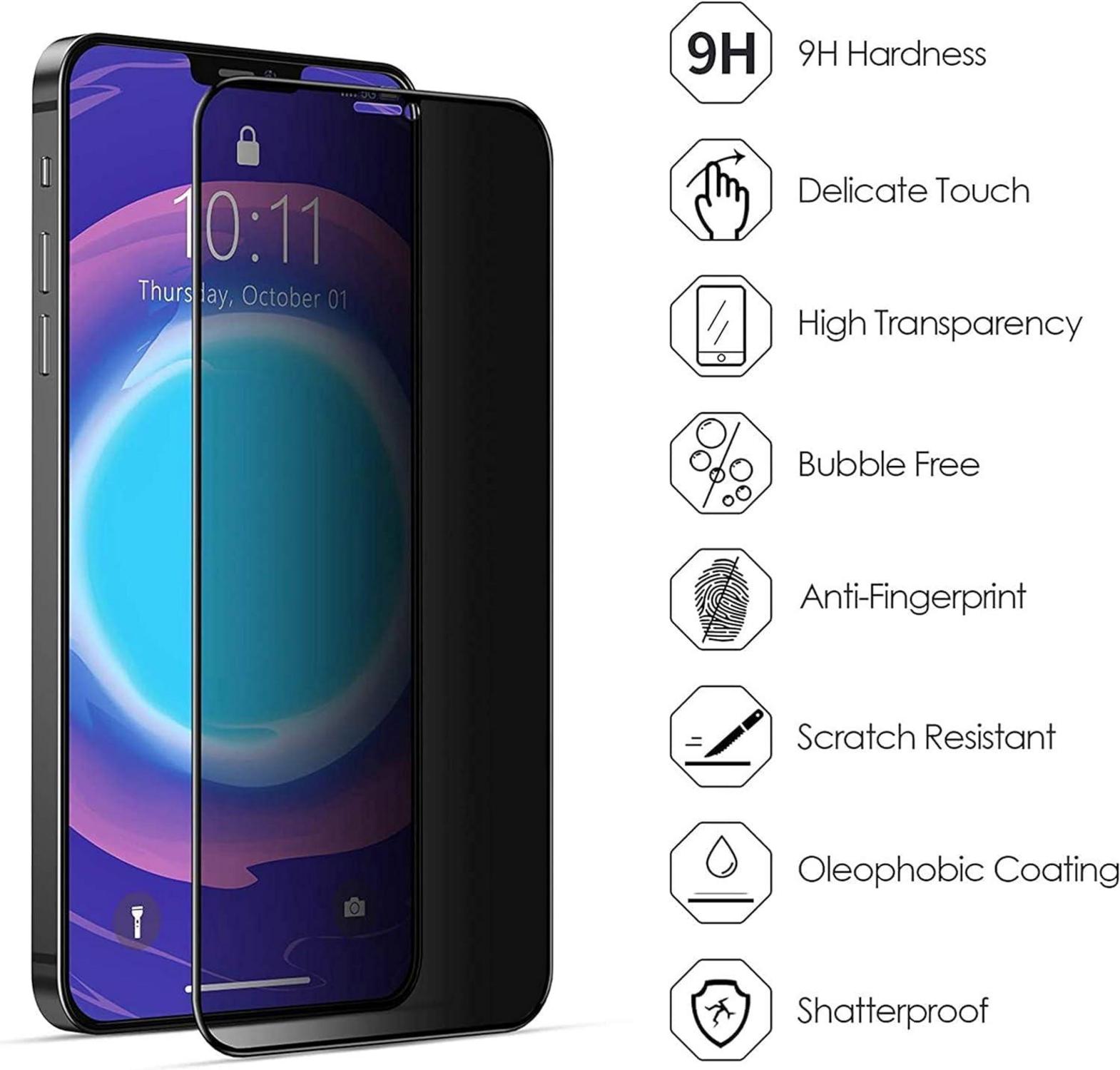 Blickschutzfolie iPhone 16 Displayschutz Anti-Spy 9H Glas Schutz 3er Pack