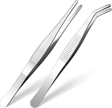 2er Set Edelstahl Gebogene und Gerade Pinzetten 14 cm, Universal