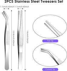 14cm Gebogene Pinzette Edelstahl Rutschfest Universal
