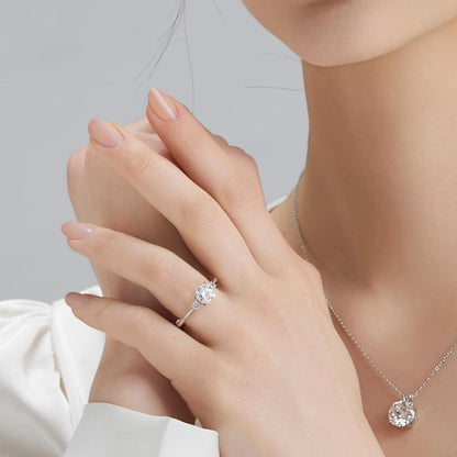Damen Moissanite Verlobungsring 1 Karat D VVS1 925 Silber