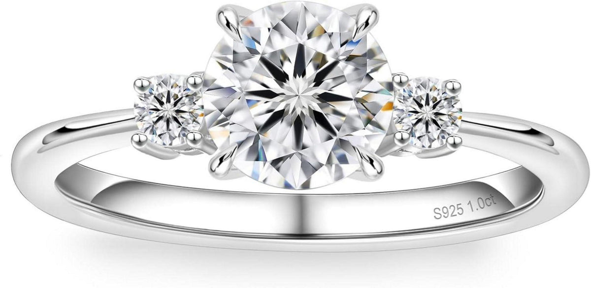 Moissanite Verlobungsring Damen 1,0 Karat Diamant 925 Silber Weißgold Solitärring