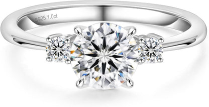 Moissanite Verlobungsring Damen 1 Karat D VVS1 925 Silber Weißgold