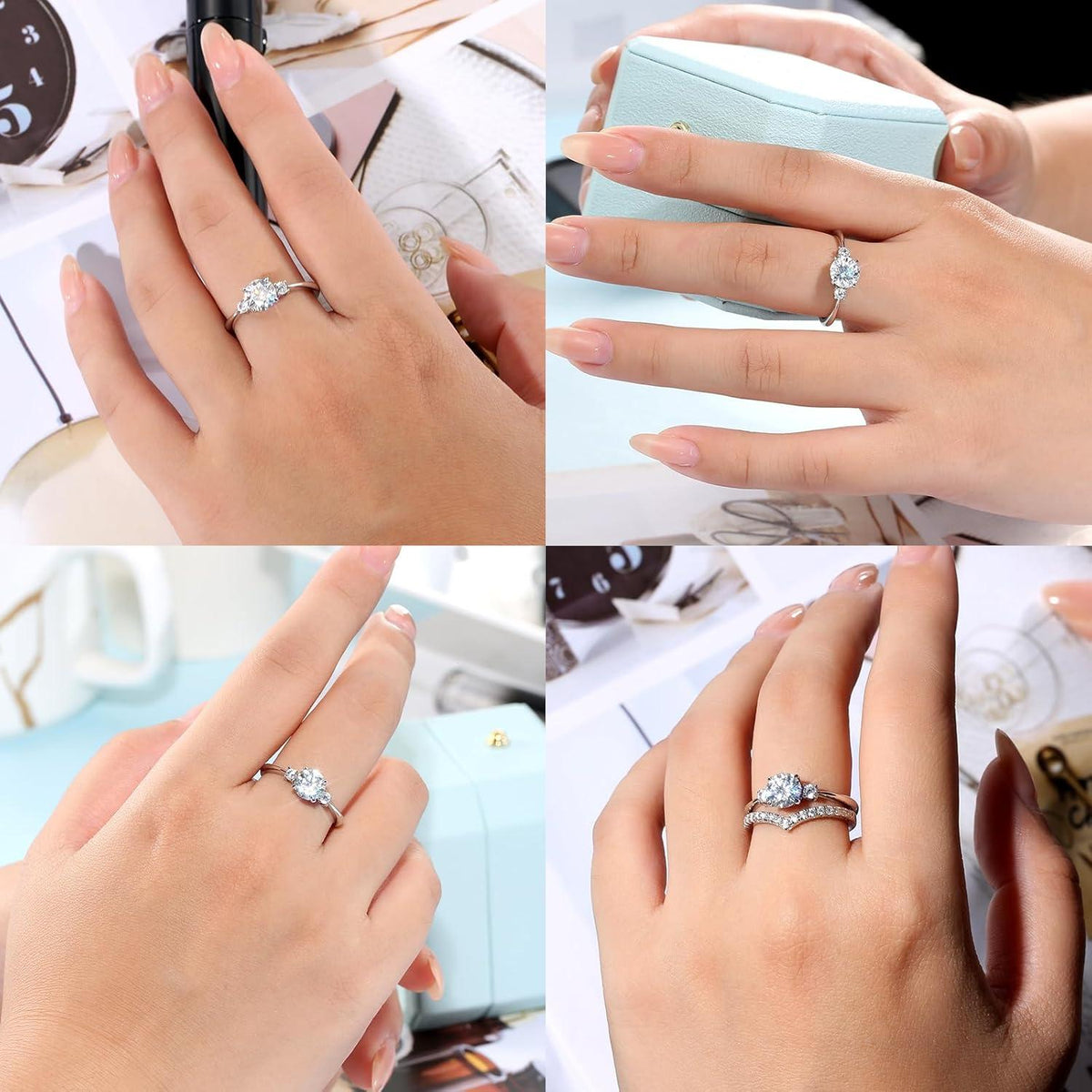 Moissanite Verlobungsring Damen 1 Karat D VVS1 in Weißgold
