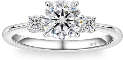 Damen Verlobungsring 1,0 Karat Moissanit Diamant VVS1 925 Silber Weißgold 50