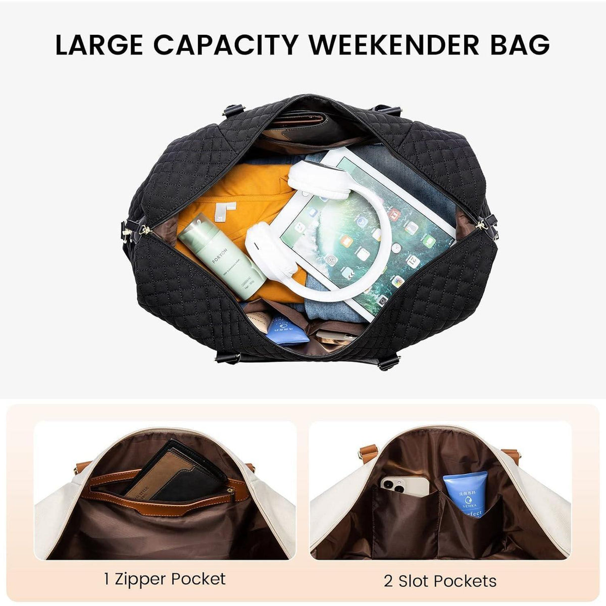 Weekender Reisetasche Damen XL mit Schuhfach & Kulturtasche
