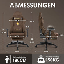 Gaming Stuhl mit Fußstütze, Kopfstütze, Lendenkissen - Braun