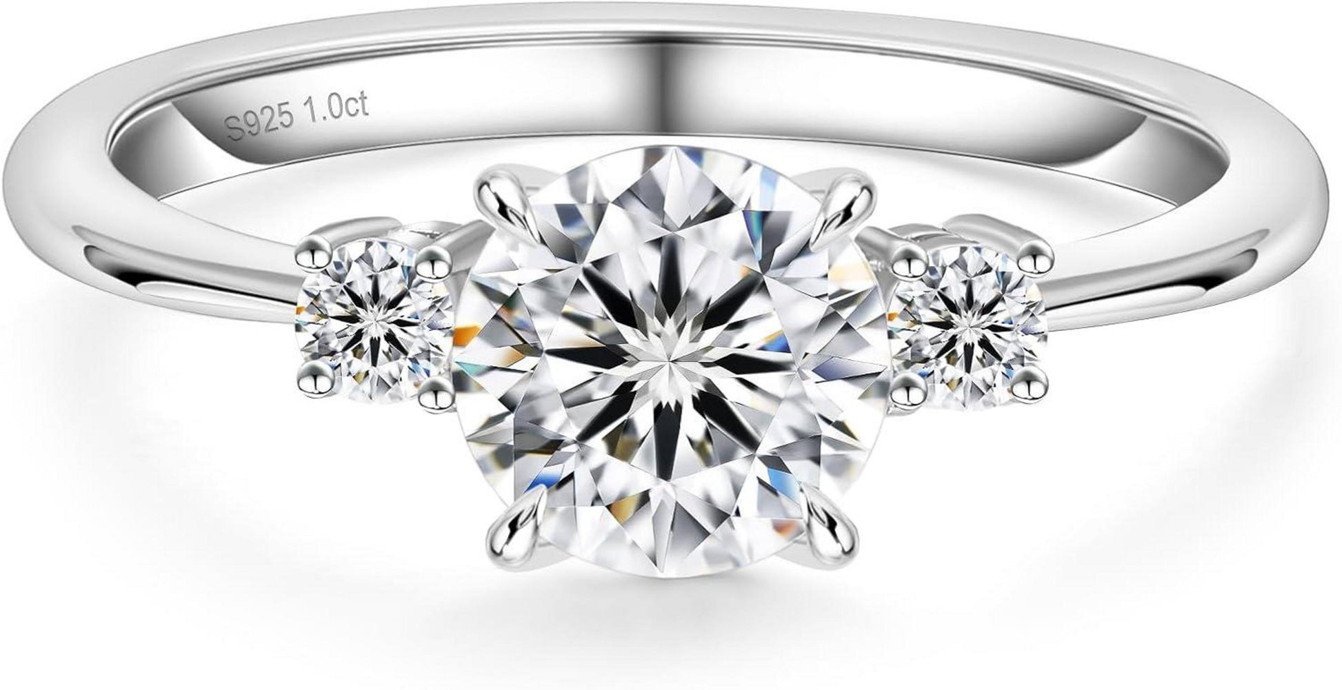 Moissanite Verlobungsring 1 Karat Hochzeitsring VVS1 D 925 Silber