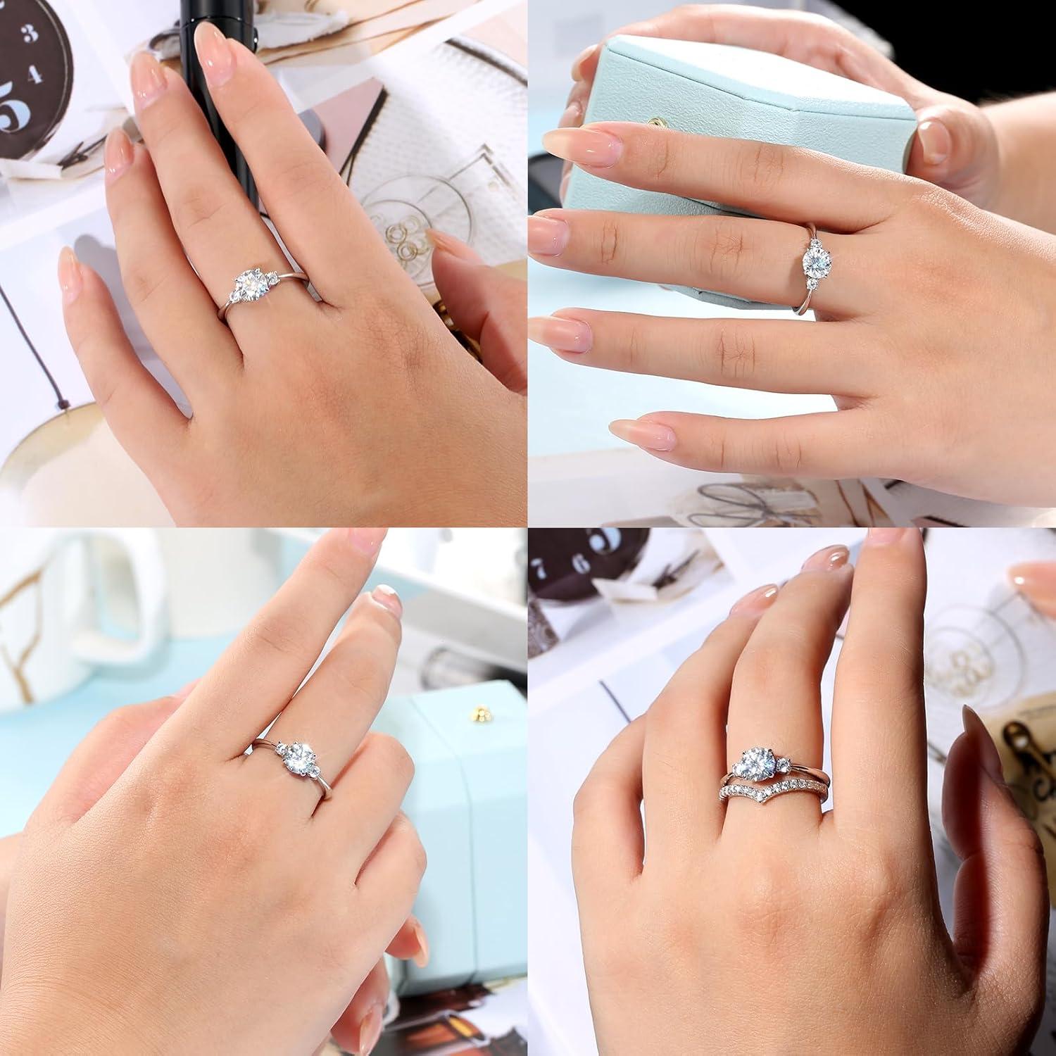 Moissanite Verlobungsring 1 Karat Hochzeitsring VVS1 D 925 Silber