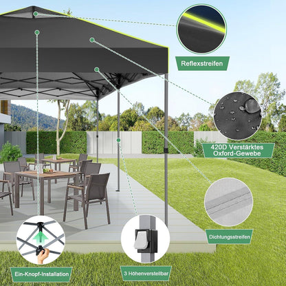 Faltpavillon 3x6 mit Seitenwänden – Wasserdicht & UV-Schutz