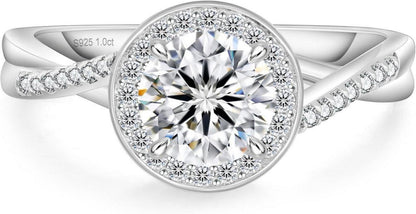 Moissanite Solitär Verlobungsring Damen 1-2 Karat D VVS1 925 Silber