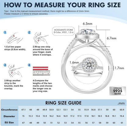 KRKC&CO Moissanite Verlobungsring 1-2 Karat D VVS1 925 Silber