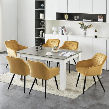 Samt Esszimmerstühle 6er Set – Tulpengold, Bequem & Robust